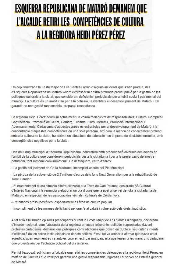 ERC Comunicat