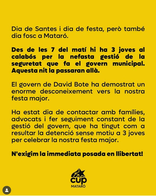 Comunicat CUP Mataró
