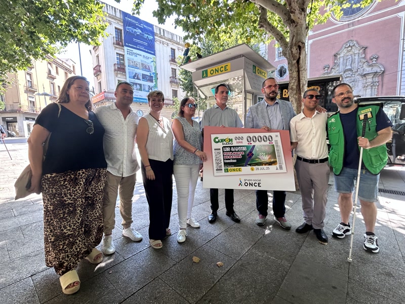 Imatge de la presentació del cupó diari de l'ONCE dedicat a Les Santes