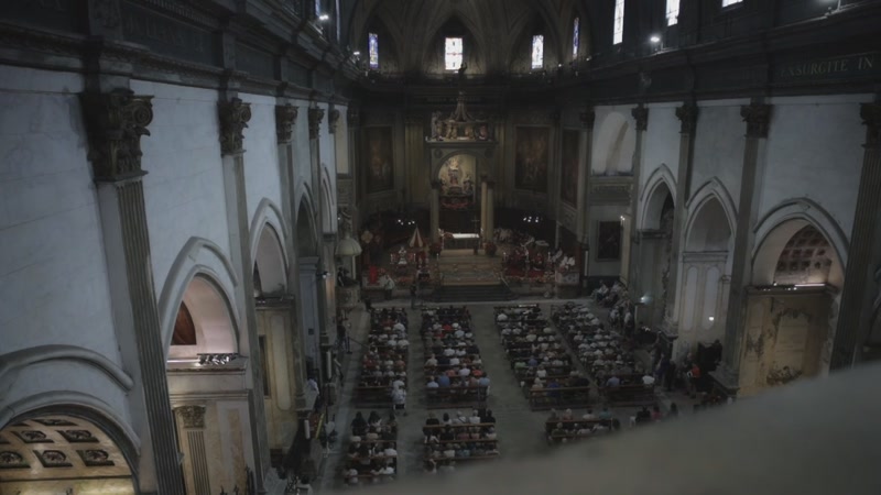Una imatge de l'interior de la basílica aquest matí durant la Missa de Les Santes.
