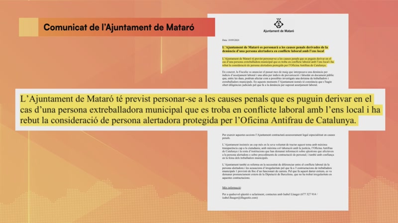 L&rsquo;Ajuntament de Matar&oacute; es prepara per si el cas d&rsquo;Antifrau deriva en causes penals
