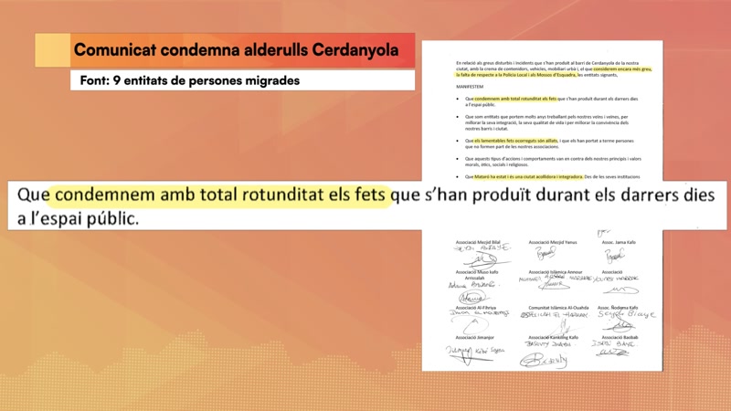<strong>Entitats de persones migrades de Cerdanyola condemnen els disturbis del barri</strong>