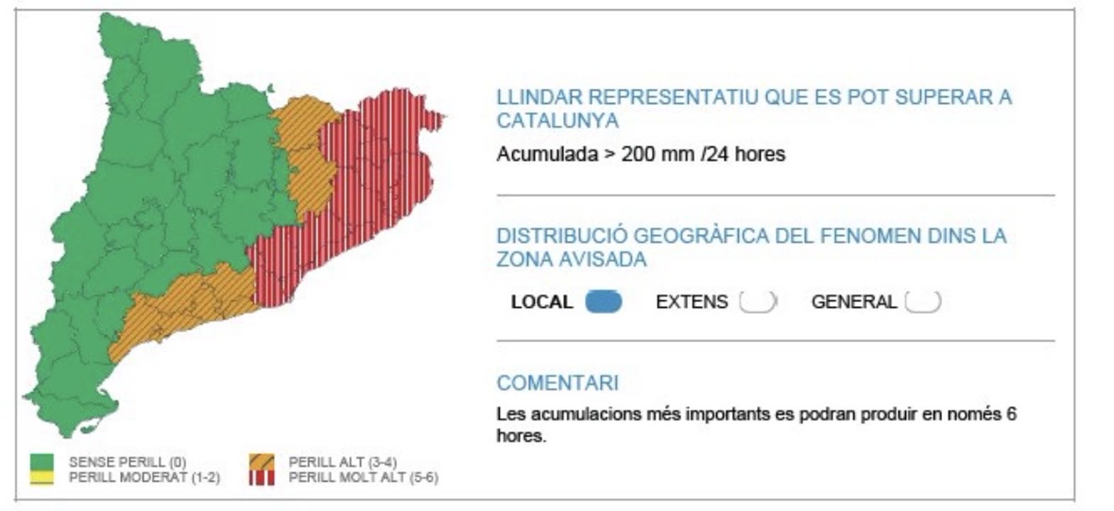 <p>Perill màxim al Maresme per pluges torrencials en les properes 24 hores</p>