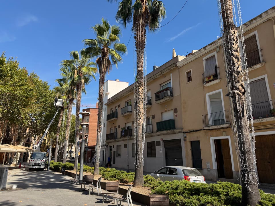 <p>Mataró comença a penjar llums de Nadal</p>