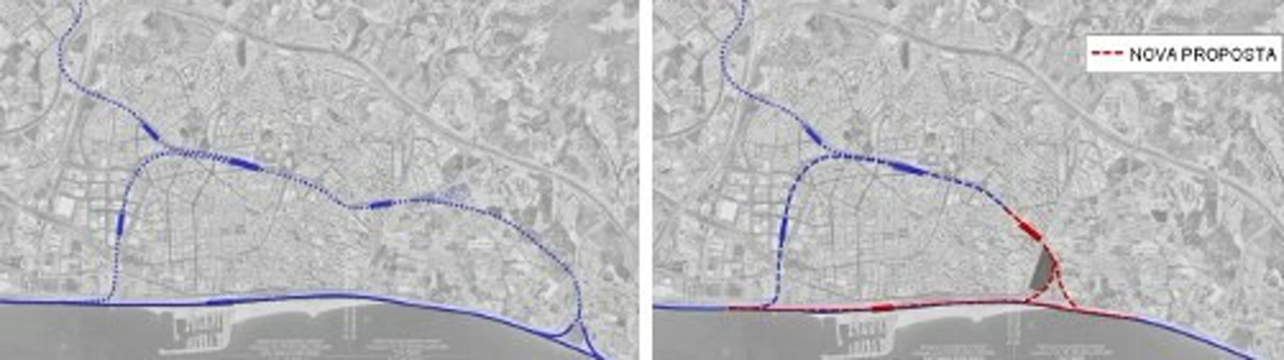 Proposta de la Generalitat i contraproposta de l'Ajuntament de Mataró al traçat del tren orbital del 2013 Ajuntament de Mataró.jpg
